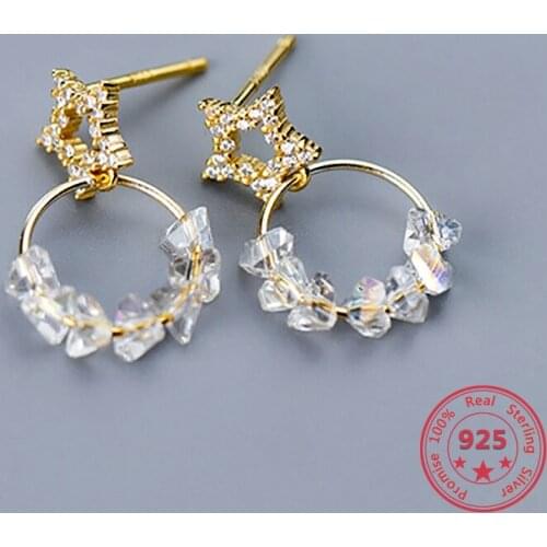 Korean Version Silver 925 Womens Earrings Pentagram Inlaid High Quality Zircon Fashion Stud Earring Luxury Design Jewelry