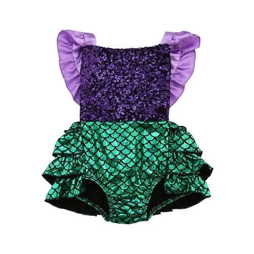 2018 Mermaid Sequin Romper Summer Child Girl Jumpsuit Green Mermaid Girls Rompers Newborn Clothes Outfits Sunsuit 0-24M