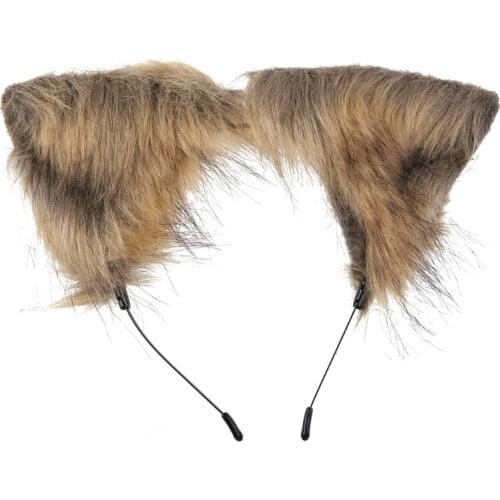 Women Lolita Plush Hair Ornaments Wolf Ears Long Tail Set Hair Accessories Halloween Party Hair Hoop Cosplay Fancy Props