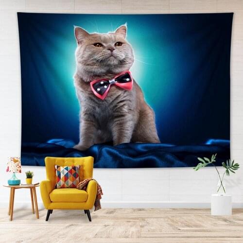 Animal Cat Creativity Pattern Tapestry Wall Hanging Living Room Bedroom Tapestry Polyester Picnic Blanket Home Decor Carpet