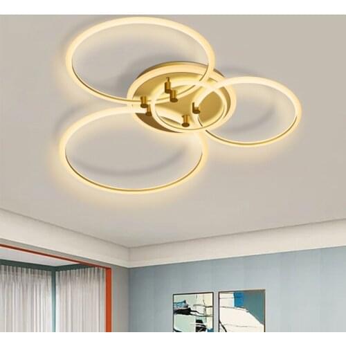 Gold Aluminum Frame Atmospheric Living room Lamp Fashion Ceiling Lamp LED Personality Round Bedroom Lamp Study Lighting