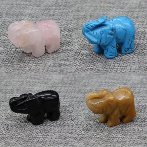 1PC Natural Crystal Rose Quartz Elephant Amethyst Obsidian Animals Stone Crafts Small Decoration Home Decor Christmas Present