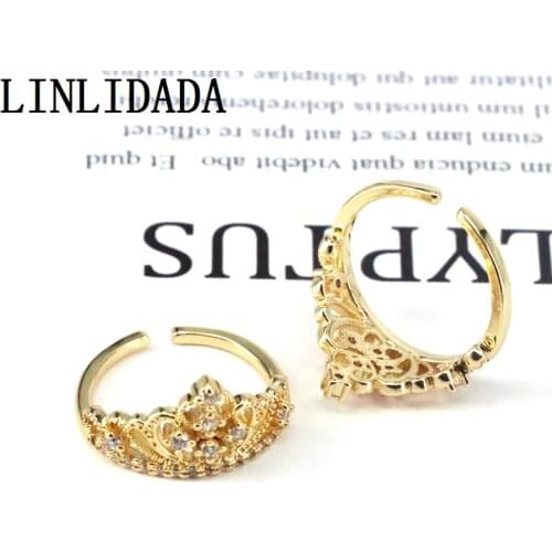 10Pcs Top Quality Gold Color Rings For Women With Crystal Zirconia Crown Rings Party Jewelry
