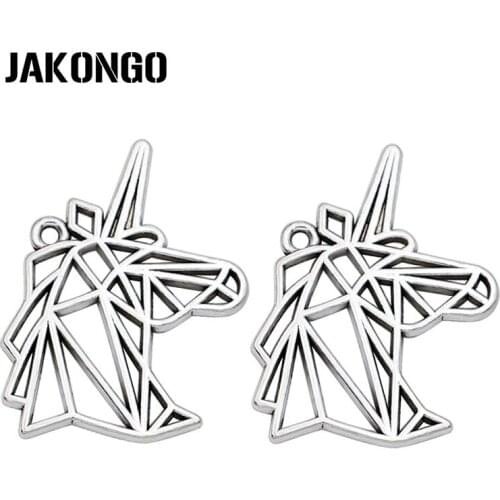 10PCS Antique Silver Plated Hollow Unicorn Charms Pendants for Jewelry Making Necklace DIY Accessories 20x29mm
