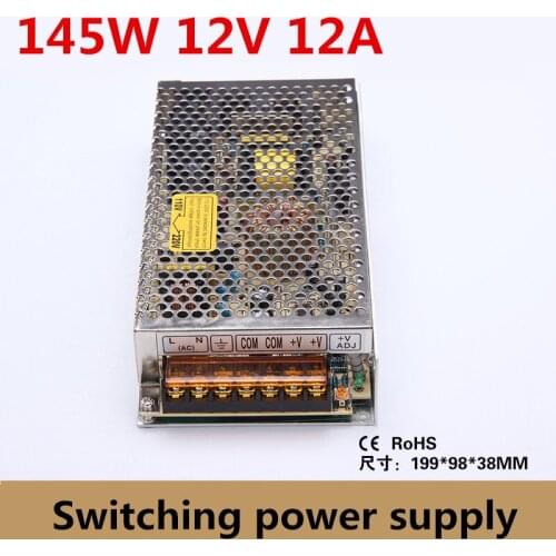 145W 12V 12A Power supplies Switching Power Supply Driver LED Strip light transformer Display AC110V-240V Input (S-145-12)