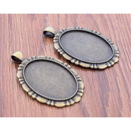 2pcs 25x35mm Inner Size Antique Bronze Plated Simple Style Cabochon Base Cameo Setting Charms Pendant-B4-03