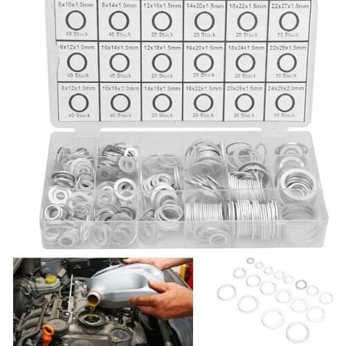 450pcs Car Engine Oil Drain Plug Aluminum Washer Gasket Sealing Ring O Rings Kit Set Wear Resistant With Plastic Box