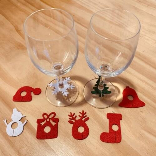 6Pcs/lot Christmas Wine Glass Decoration Charms Party New Year Cup Ring Table Decorations Xmas Pendants Decoration Navidad