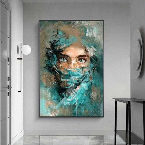 Abstract African masked Girl Wall Art Canvas Posters Graffiti Posters And Prints Woman Portrait Street Art Pictures Home Decor