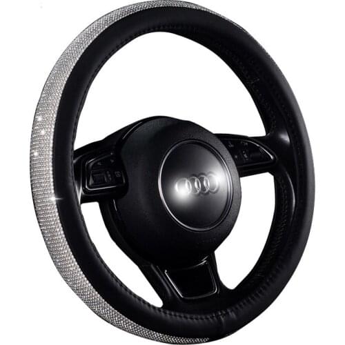 Accessories Women Girls Rhinestone Pu Leather Steering Wheel Covers For Audi A2 A3 A4 A5 A6 A7 Q2 Q3 Q5 Q7 S2 S3 Sedan Avant