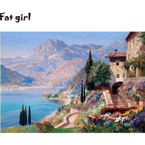 Diamond painting Seaview Garden Castle Embroidery 5D DIY full square round mosaic Decorative paintings