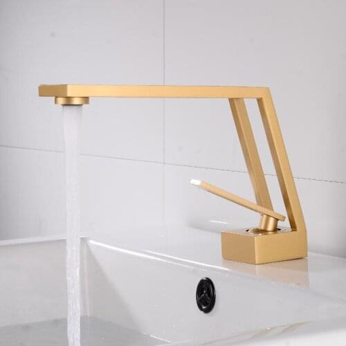 Basin Mixer Taps Basin Faucets Brushed Gold Bathroom Sink Faucet Single Handle Hole Grifo Lavabo Wash Hot and Cold Water Faucets