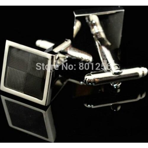 Free shipping Metal Button black color square enamel design hotsale copper material cufflinks whoelsale&retail