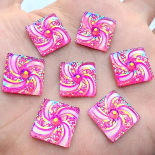 Glitters Square&Whirlwind Flower Resin Rhinestones Flat back DIY jewelry Crystal Stones 80pcs-E973*4