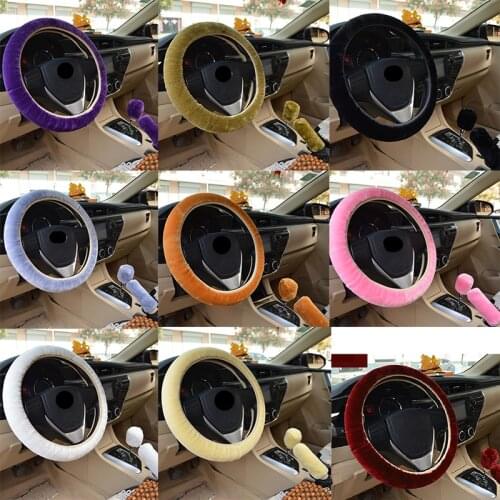 Steering Wheel Cover Plush Winter Universal Hand Brake Gear Position Gear Winter Universal Plush Gear Hand Brake Car Steering