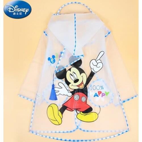 Disneys New Boys and Girls Raincoat, Big Cap, Transparent, Environment-friendly Tasteless EVA Baby Poncho