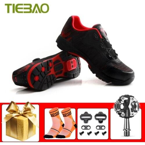 TIEBAO Leisure Mountain bike shoes Unisex sapatilha ciclismo mtb Cycling sneakers rubber sole self-locking breathable flat shoes