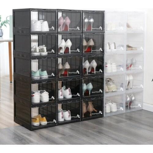 Nieuwe Transparante Lade Schoenendoos Verdikte Acryl Met Magneet Bovenop Vouwen Eenvoudig Te Installeren Stapelbaar Schoenen