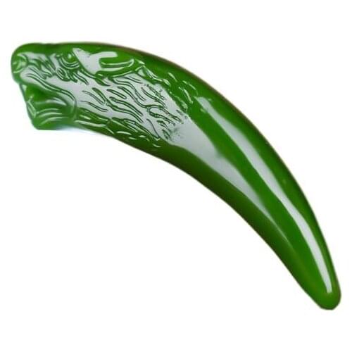 Jade Wolf Tooth Pendant Fashion Double-sided Women Jewelry Natural Men Charm Necklace Chinese Gifts Amulet Jadeite Carved Green