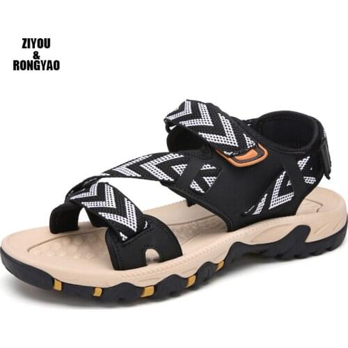2018 Gladiator Mens Sandals Roman Men Shoes Summer Flip Flops Gray Black Flat Sandals Large Size