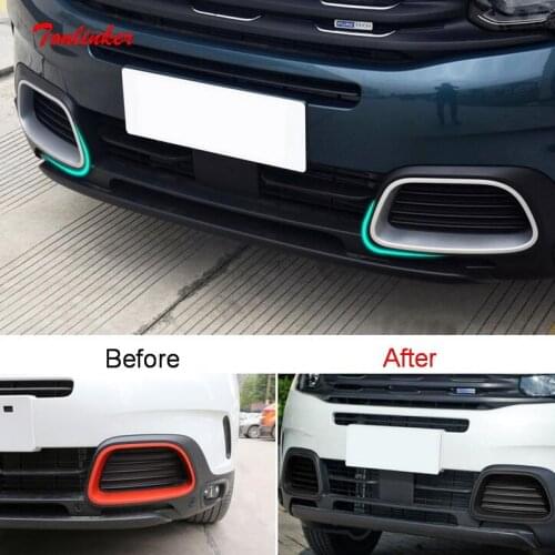 Tonlinker Exterior Front Eye of Angel Cover Stickers for CITROEN C5 Aircross 2017-19 Car Styling 2 PCS ABS Chrome Cover stickers