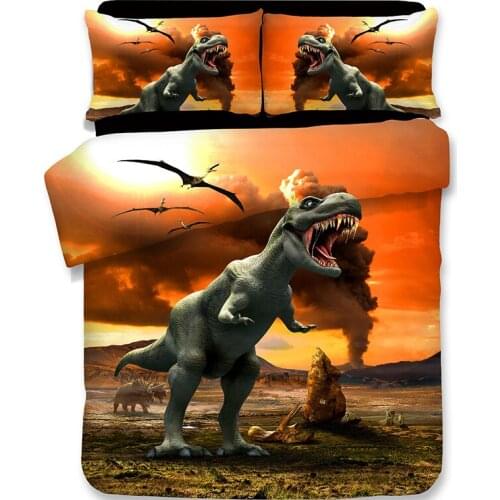 NEW 3D Dinosaur Cartoon Children Duvet Cover Set 3Pcs Set Twin Full Queen King Bedding Sets housse de couette luxury bedclothes