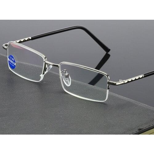 Ultralight Anti-blue Light Reading Glasses Men Women Metal Half Frame Presbyopia Eyewear Clear Lens Eye Silver Glasses +1.0~4.0