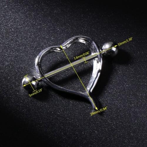 2pcs Nipple Piercing Women Lady Sexy Antiallergy Heart Shape Bars Ring Jewelry