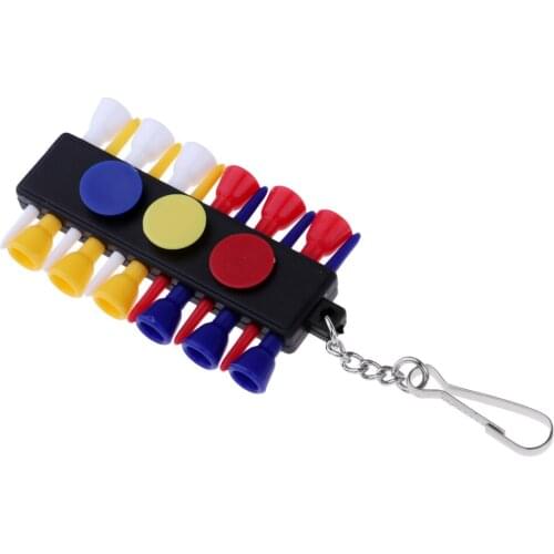 Portable Golf Tee Holder Caddy Keeper 12 Tees & 3 Ball Markers Set with Keychain Keyring Golf Accessory