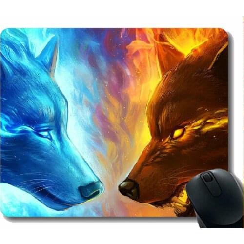 Rectangle Mouse Pad,Animal wolf box Mousepad Nonslip Rubber Backing