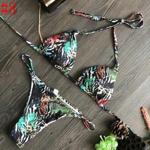 QINJOYER Sexy Bikini Micro Swimsuit 2 Pieces Swimwear Women 2021 Bathing Suit Brazilian Print Bikini Thong Mini Swimsuit Women