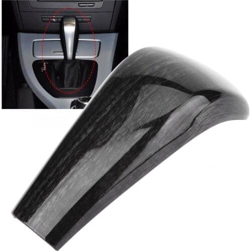 Gear Shift Knob Full Cover Trim Fits for BMW 1 Series 3 Series E90 E92 E93 E87 Black Wood Grain Car Accessories