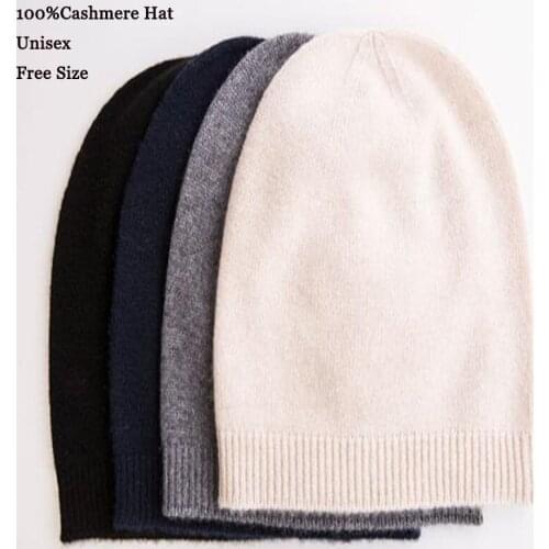Real Cashmere Hat Women 100 % Cashmere Hat Men Unisex Female Natural Cashmere Hat Male Knitted Warm Comfortable