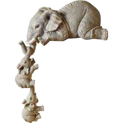 New Funny Elephant Family Resin Statue Decoration Desktop Corner Resin Craftwork Sweet Home Animal Figurine Ornament