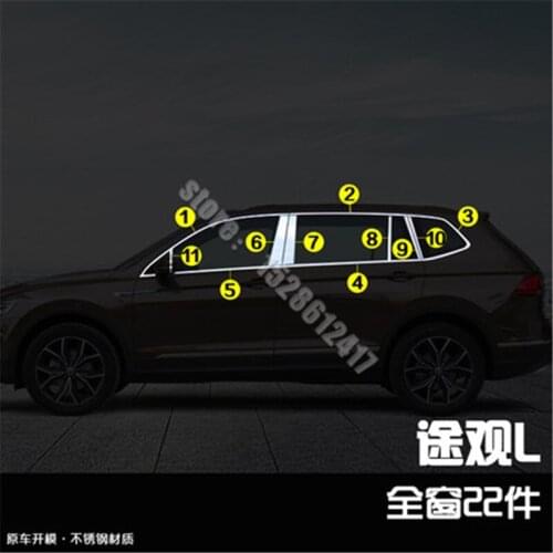 Car Styling Stainless Steel Door Window Trims window trim cover for Volkswagen Tiguan L 2017-2022