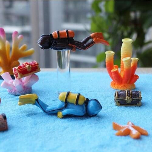 Diver Treasure Chest Box Antique Creative Fish Tank Aquarium Decoration Landscape Ornaments Environmental Protection Resin Craft