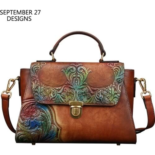 New Style Vintage Handbag Female 100% Genuine Leather Luxury Women Bags Large Totes Shoulder Crossbody Messenger Bags Lady