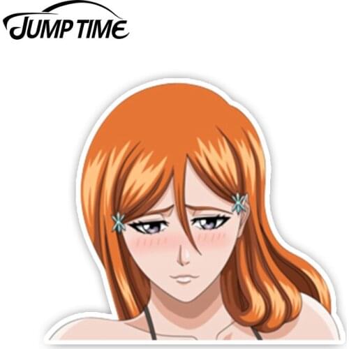Jump Time 13cm x 8.5cm BleachPeeker Anime Decal Funny Car Stickers Vinyl Decor Car Window Bumper Kawii Sexy Girl Inoue Orihime