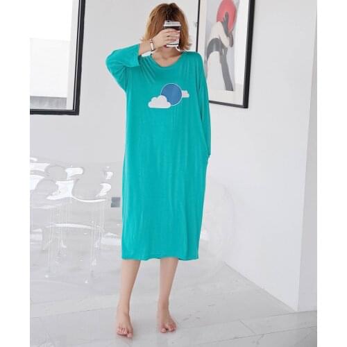 Oversized Women Nightgown Nightdress Autumn Modal Sleepwear Sleep Shirt Loose Female Long Night Robe Dress Casual Home Gown