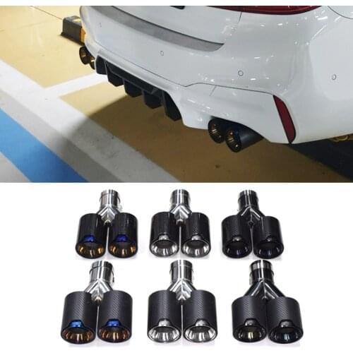 1 pair Dual M Performance Carbon Fiber Exhaust Tip Y shape Muffler Tip tailpipe for car exhaust Universal Exhaust pipe