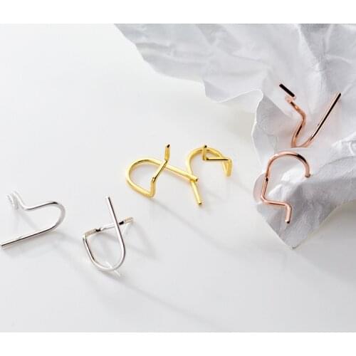 1 Pair Simple Wind Design 925 Sterling Silver Irregular Geometry Earrings For Cool Girls Gift