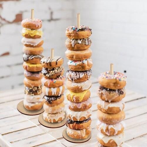 1PC Wedding Birthday Party Decor Donuts Wall Stand Wooden Dessert Cake Display Rack Christmas Party Supplies Dropshipping