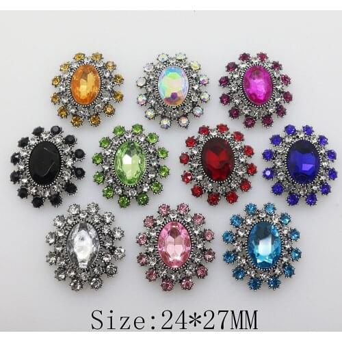 New 10pc 24*27MM Multi color clear crystal class Rhinestone button apply to clothing brooch Wedding scrapbooking accessories