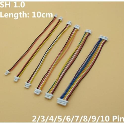 10pcs SH1.0 SH 1.0mm 2/3/4/5/6/7/8/9/10Pin Female & female Connector with cable Length 10cm 28AWG