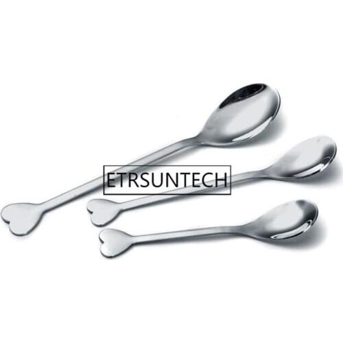 100pcs Stainless Steel Heart Shape Coffee Spoon Kitchen Accessories Dessert Sugar Stirring Spoons Teaspoon Dinnerware