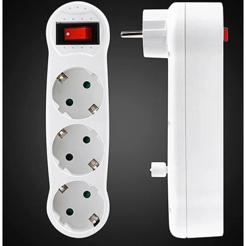 16A Power Converter One to Three Wireless Extension Socket with Switch 250V EU Plug 2-Pole Conversion Plug Travel Socket