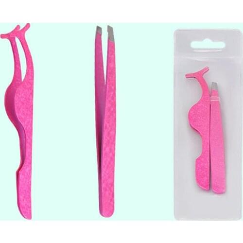 2pcs Eyelash Extension Auxiliary Clamp Clips Plastic Eyelashes Extension Eyebrow Tweezers Practice Beauty Eye Lash Makeup Tools