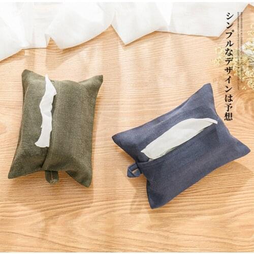 2PCS Ramie Fabric Tissue Box Cover,Napkin Holder Pumping Napkin Cover, Paper Box For Kitchen Car Toilet Tissue Case Container
