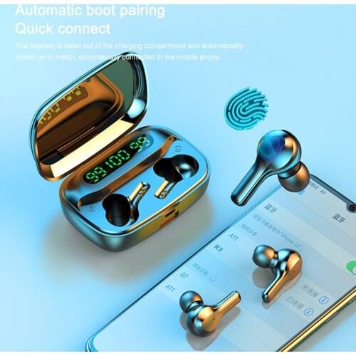 2000mah Bluetooth Earphone V5.0 TWS Wireless Earphones LED with Microphone Earphones Waterproof Noise Cancel Headset Earbuds