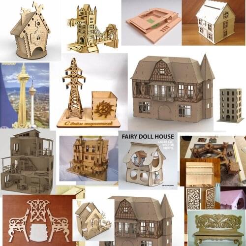 227 house building and upholstered furniture 2d vector files dxf cdr ai format files for CNC laser cutting